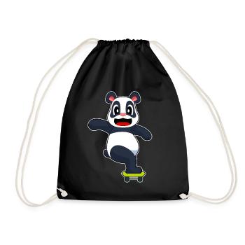 Panda Skater Skateboard - Drawstring Bag - black - Front