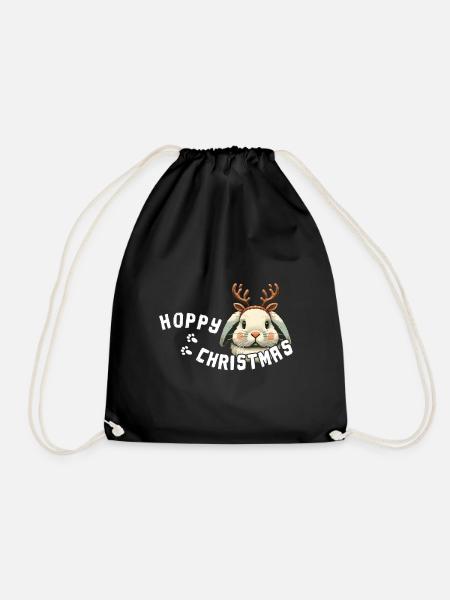 Hoppy Christmas Kaninchen Weihnachten - Turnbeutel - Schwarz