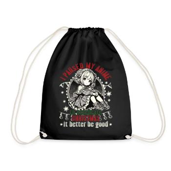 Anime and Christmas humorously connected - Drawstring Bag - black - Front