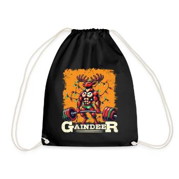 weChristmassy Gaindeer Muscleman Gym Humor - Drawstring Bag - black - Front