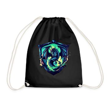 Mystical Dragon in the Shield - SciFi - Desing - Drawstring Bag - black - Front