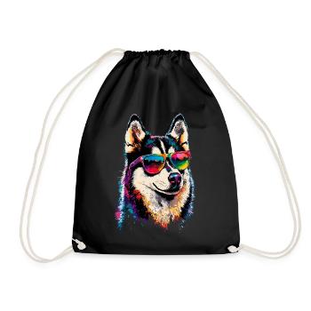 Husky Dogs Lover Dog Love Siberian Huskies - Drawstring Bag - black - Front