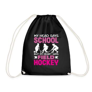 Feldhockeyspieler Herz Schule Kopf - Turnbeutel - Schwarz - Vorne
