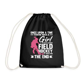 Girl Loved Field Hockey Player Story - Drawstring Bag - black - Front