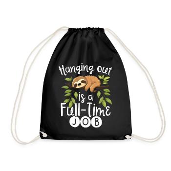Hanging Out is a Full-Time Job Faultier Sloth - Drawstring Bag - black - Front