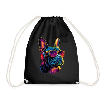 Bouledogue français motif chien dogue allemand Frenchie - Sac de sport léger - noir - Devant