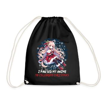 Anime Pause Für Weihnachtsfreude - Turnbeutel - Schwarz - Vorne
