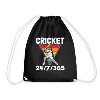 Cricket Player 24/7/365 Retro Look - Drawstring Bag - black - Front