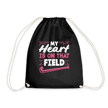 My heart beats for field hockey players - Drawstring Bag - black - Front