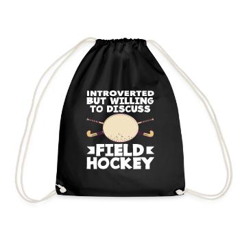 Introverted but open to field hockey players - Drawstring Bag - black - Front