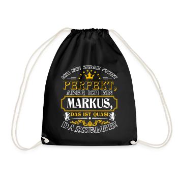 Funny MARKUS for Name Day with Name Name - Drawstring Bag - black - Front