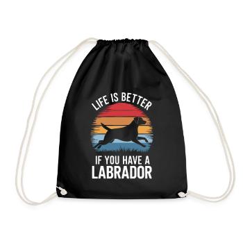 Life is better if you have a Labrador - Drawstring Bag - black - Front