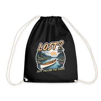 Canoë Perdu Il suffit de suivre la rivière Aime faire du bateau - Sac de sport léger - noir - Devant