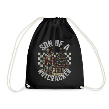 Son of a Nutcracker Christmas Humor - Drawstring Bag - black - Front
