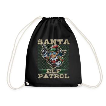 Santa Elf Patrol Christmas Fun - Drawstring Bag - black - Front