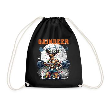 Christmas Workout Reindeer Fitness Humor - Drawstring Bag - black - Front