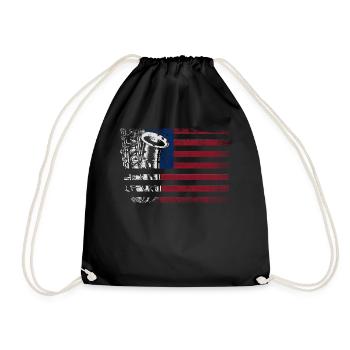 Saxophones American Flag - Drawstring Bag - black - Front