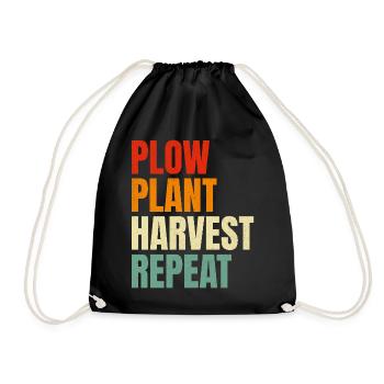 Plow Plant Harvest Repeat Farming - Drawstring Bag - black - Front