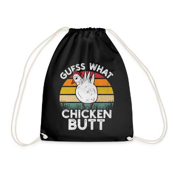 Ratet mal, was Chicken Butt Funny Chick Farm - Turnbeutel - Schwarz - Vorne