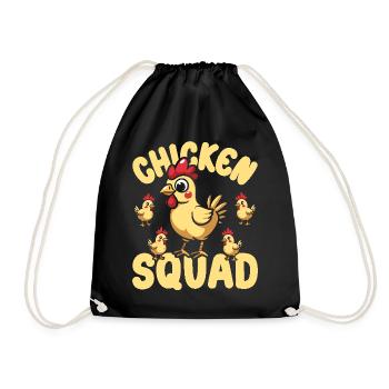 Chicken Squad - Funny Farm Family Cute Chick - Drawstring Bag - black - Front