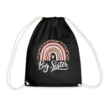 Big Sister Boho Rainbow Funny Sister Older - Drawstring Bag - black - Front