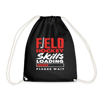 Field Hockey Player Skills Loading Please Wait - Drawstring Bag - black - Front