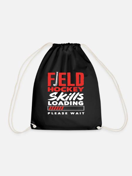 Field Hockey Player Skills Loading Please Wait - Drawstring Bag - black