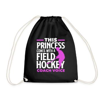 Princess With Hockey Coach Voice - Drawstring Bag - black - Front