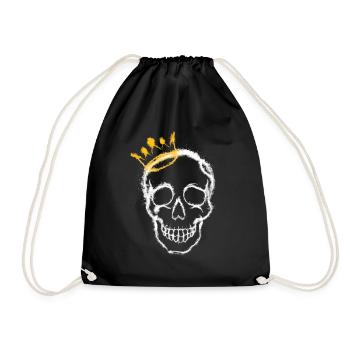 crâne avec une couronne - Sac de sport léger - noir - Devant