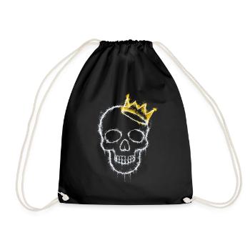 crâne avec une couronne - Sac de sport léger - noir - Devant