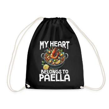 Paella Spanische Küche Meeresfrüchte - Turnbeutel - Schwarz - Vorne