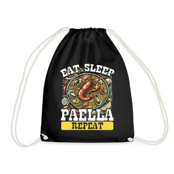 Paella Spanische Küche Meeresfrüchte - Turnbeutel - Schwarz - Vorne