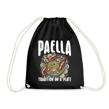 Paella Spanische Küche Meeresfrüchte - Turnbeutel - Schwarz - Vorne