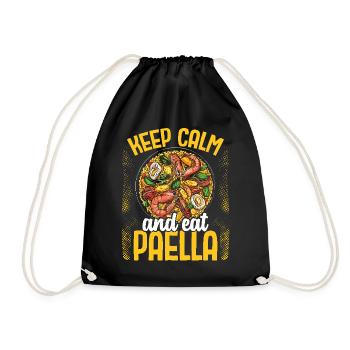 Paella Spanische Küche Meeresfrüchte - Turnbeutel - Schwarz - Vorne