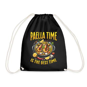 Paella Spanische Küche Meeresfrüchte - Turnbeutel - Schwarz - Vorne