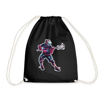Lacrosse Player Graphics - Drawstring Bag - black - Front