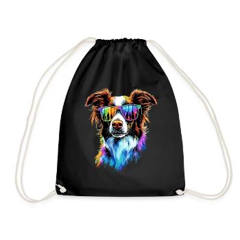 Border Collie Dog Lover Puppy Cute Collies - Drawstring Bag - black - Front