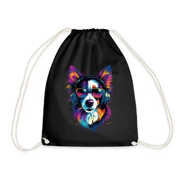 Border Collie Dog Lover Puppy Cute Collies - Drawstring Bag - black - Front