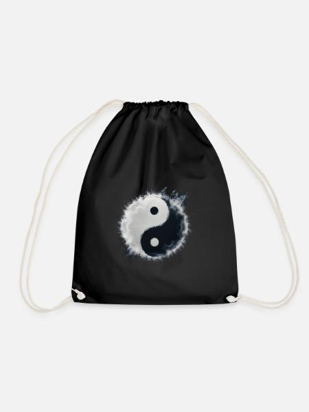 yin yang - Drawstring Bag - black