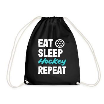Eat Sleep Hockey Repeat Hockey Players - Drawstring Bag - black - Front