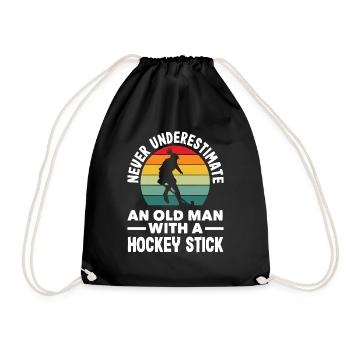 Never underestimate an old field hockey player - Drawstring Bag - black - Front