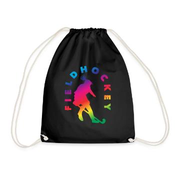 Silhouette de joueur de hockey sur gazon effet arc-en-ciel - Sac de sport léger - noir - Devant