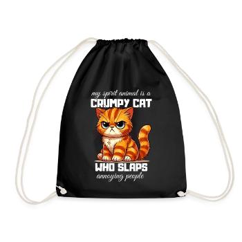 Moany Cat Spirit Animal Cat Owner Funny - Drawstring Bag - black - Front