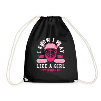 I play like a girl field hockey player - Drawstring Bag - black - Front