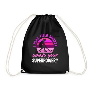 Hockey Player Superpower Question - Drawstring Bag - black - Front
