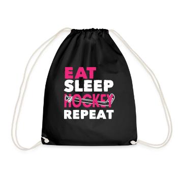 Field Hockey Player Eat Sleep Hockey Repeat - Drawstring Bag - black - Front