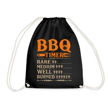 BBQ Timer Humor - Selten, Mittel, Gut gemacht, Verbrannt - Turnbeutel - Schwarz - Vorne