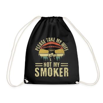 Take My Wife, Not My Smoker - Funny BBQ Ufo - Drawstring Bag - black - Front