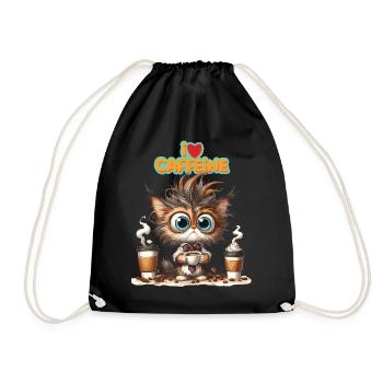Cat Kitten Coffee Caffeine Colleague Office - Drawstring Bag - black - Front