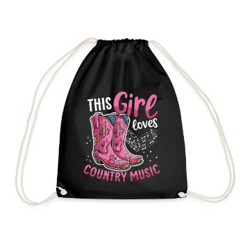 This girl loves country music Pink Cowboy Boots - Turnbeutel - Schwarz - Vorne